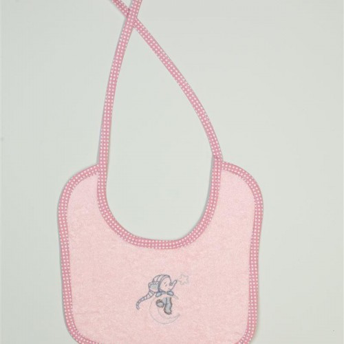 Bib With Embroidery bebe Dreaming Elephant 167 25X25 Pink 100% Cotton