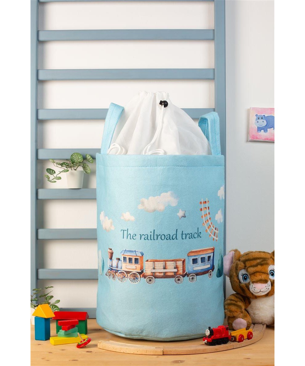 Children's Storage Basket Railroad 93 50X30X45 cm Ciel Fabric