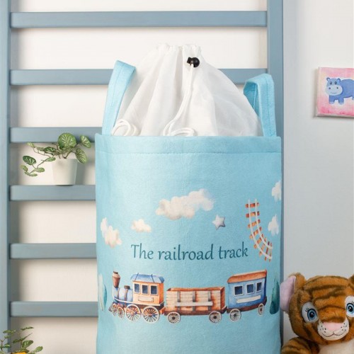 Children's Storage Basket Railroad 93 50X30X45 cm Ciel Fabric