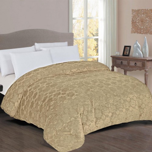 Κουβερτοπάπλωμα Γούνα-Sherpa 730 gsm 1830 Beige 160X220 100%  Polyester