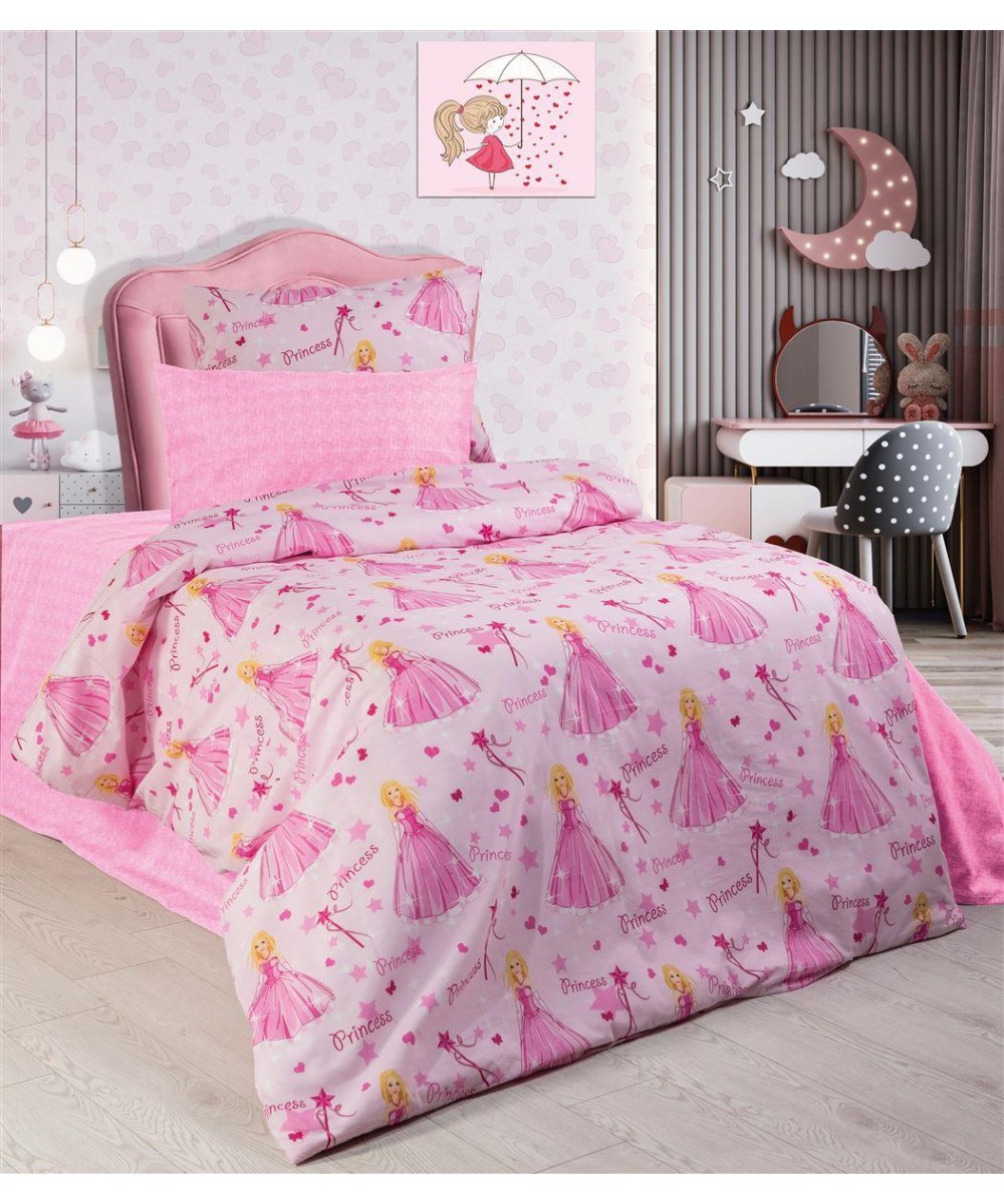 ΠΑΠΛΩΜΑΤΟΘΗΚΗ ΕΜΠΡΙΜΕ kids Princess 392 160X240 Pink 70/30 Cott/Pol