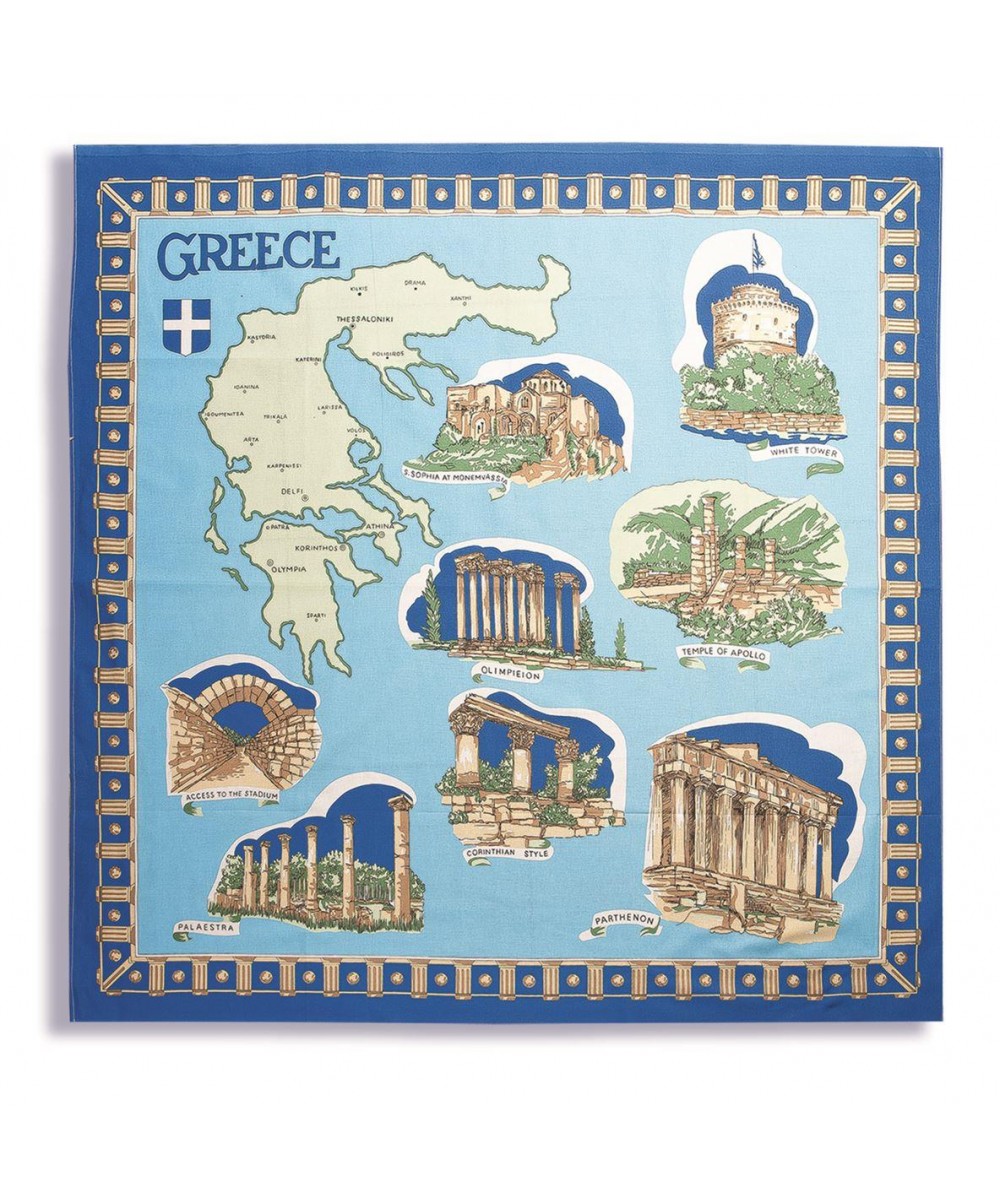 Τραπεζομάντηλο Ελλάδα 130X130 Blue 100%  Cotton