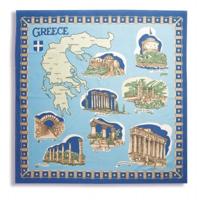 Τραπεζομάντηλο Ελλάδα 130X130 Blue 100%  Cotton