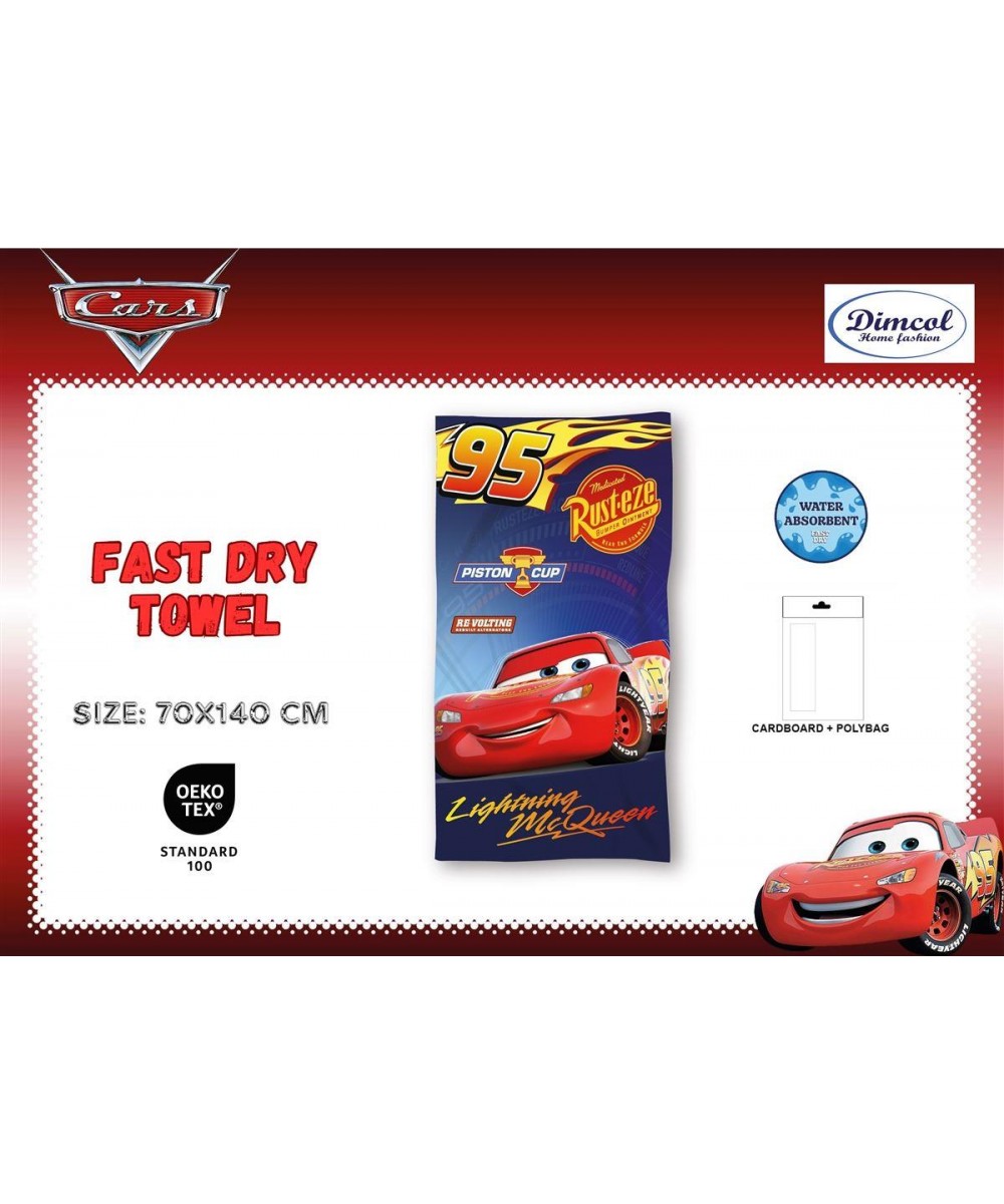 Πετσέτα Θαλάσσης Quick Dry Disney Home Cars 38 70X140 Blue 100%  Microfiber