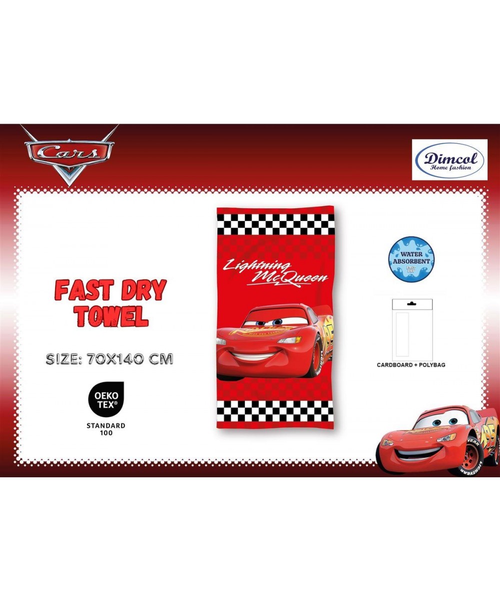 Πετσέτα Θαλάσσης Quick Dry Disney Home Cars 21 70X140 Red 100%  Microfiber