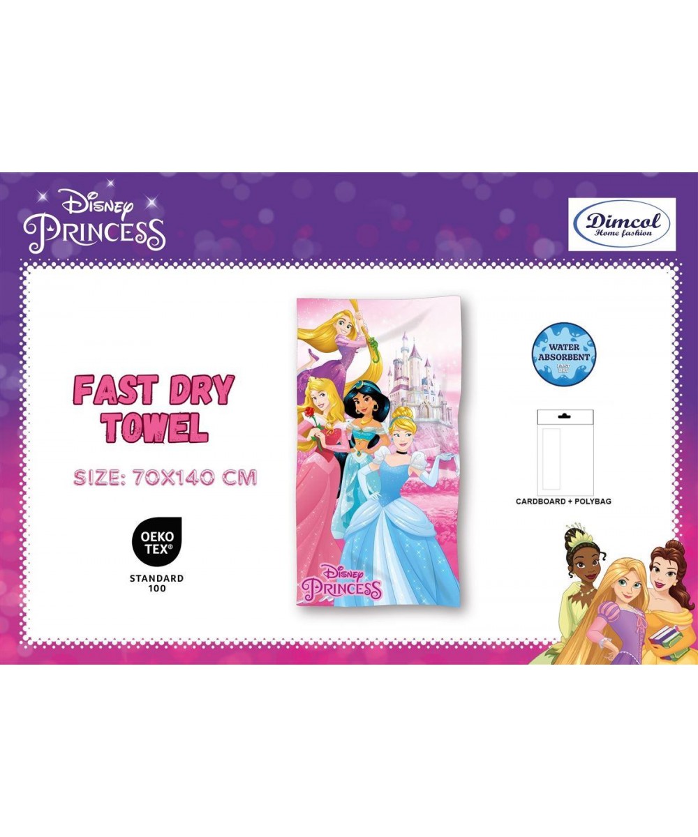 Πετσέτα Θαλάσσης Quick Dry Disney Home Princess 30 70X140 Pink 100%  Microfiber