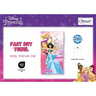 Πετσέτα Θαλάσσης Quick Dry Disney Home Princess 30 70X140 Pink 100%  Microfiber