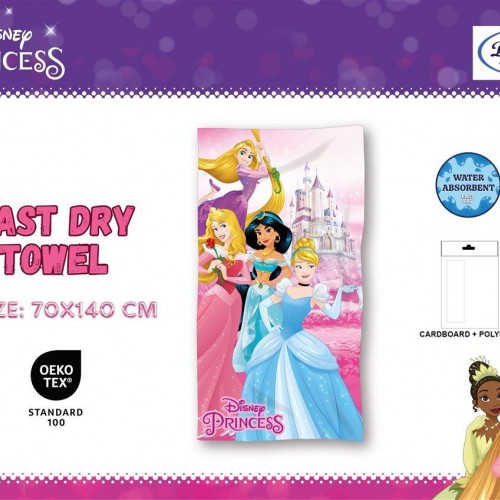 Πετσέτα Θαλάσσης Quick Dry Disney Home Princess 30 70X140 Pink 100%  Microfiber