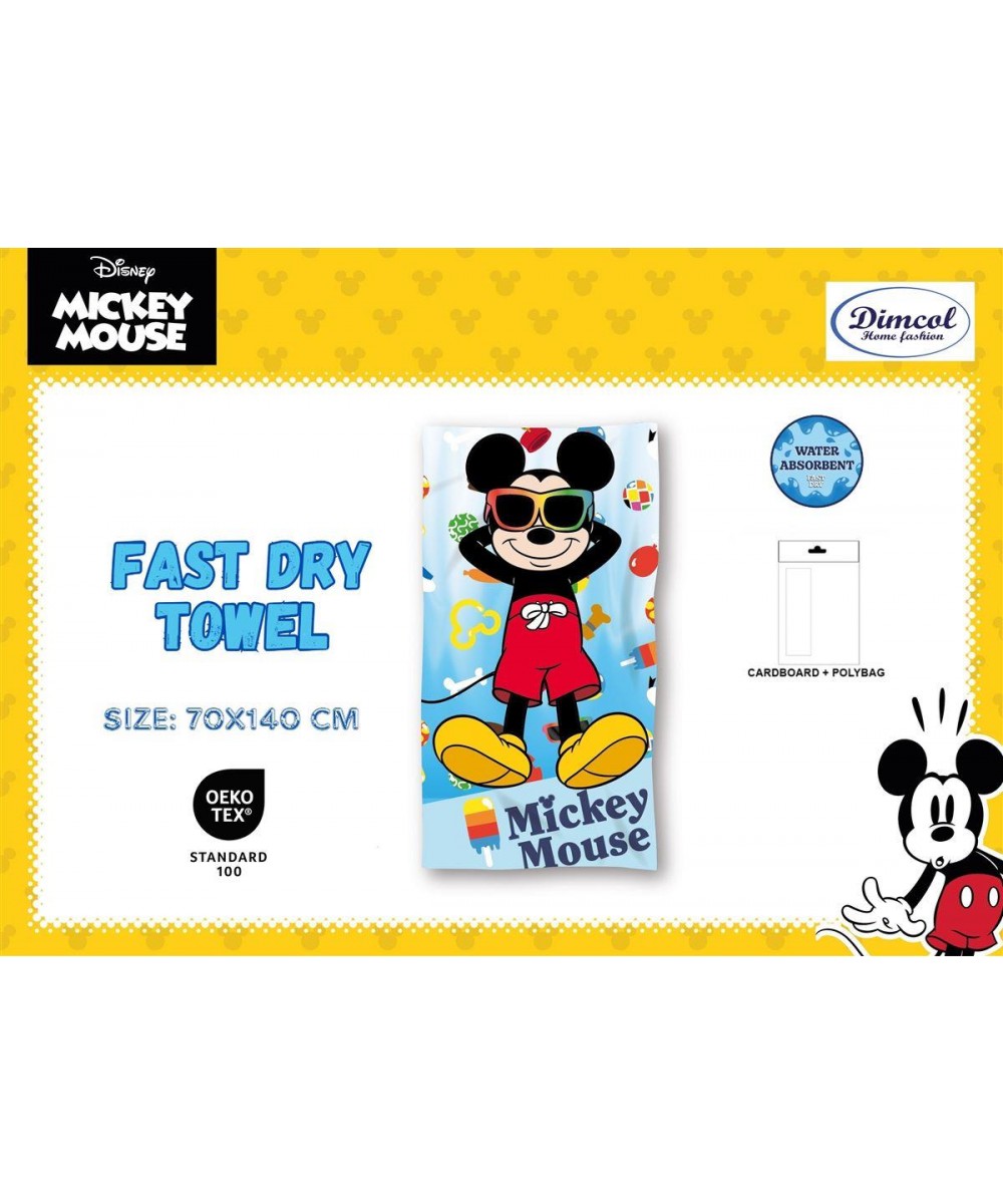 Beach Towel Quick Dry Disney Home Mickey 01 70X140 Sky Blue 100% Microfiber