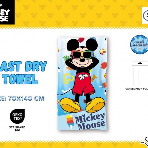 Πετσέτα Θαλάσσης Quick Dry Disney Home Mickey 01 70X140 Sky Blue 100%  Microfiber