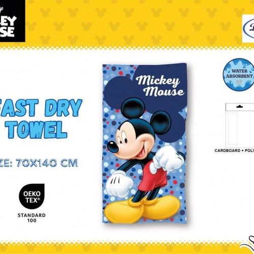 Πετσέτα Θαλάσσης Quick Dry Disney Home Mickey 16 70X140 Blue 100%  Microfiber