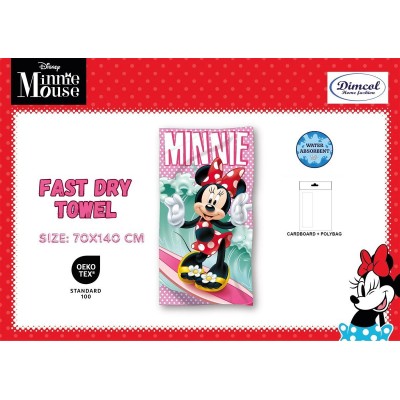 Πετσέτα Θαλάσσης Quick Dry Disney Home Minnie 36 70X140 Turquoise 100%  Microfiber