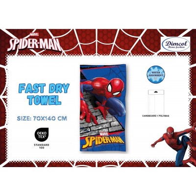 Πετσέτα Θαλάσσης Quick Dry Marvel Spider-Man 97 70X140 Digital Print Blue 100%  Microfiber