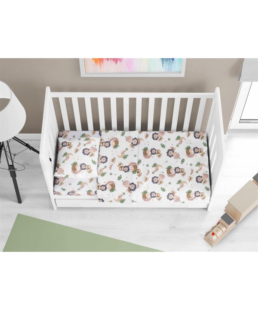 Fitted sheet with rubber bebe Lion 532 0,70X1,40X0,15 Beige 100% Cotton