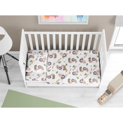 Fitted sheet with rubber bebe Lion 532 0,70X1,40X0,15 Beige 100% Cotton