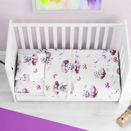 Κατωσέντονο Με Λάστιχο bebe Kitten 561 0,70X1,40X0,15 Mauve 100%  Cotton