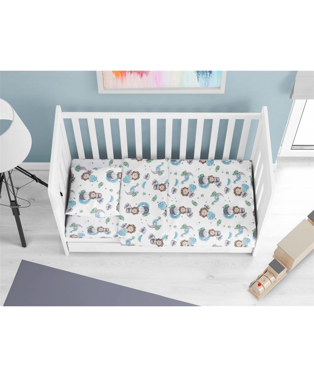 Fitted sheet with rubber bebe Lion 533 0,70X1,40X0,15 Sky Blue 100% Cotton