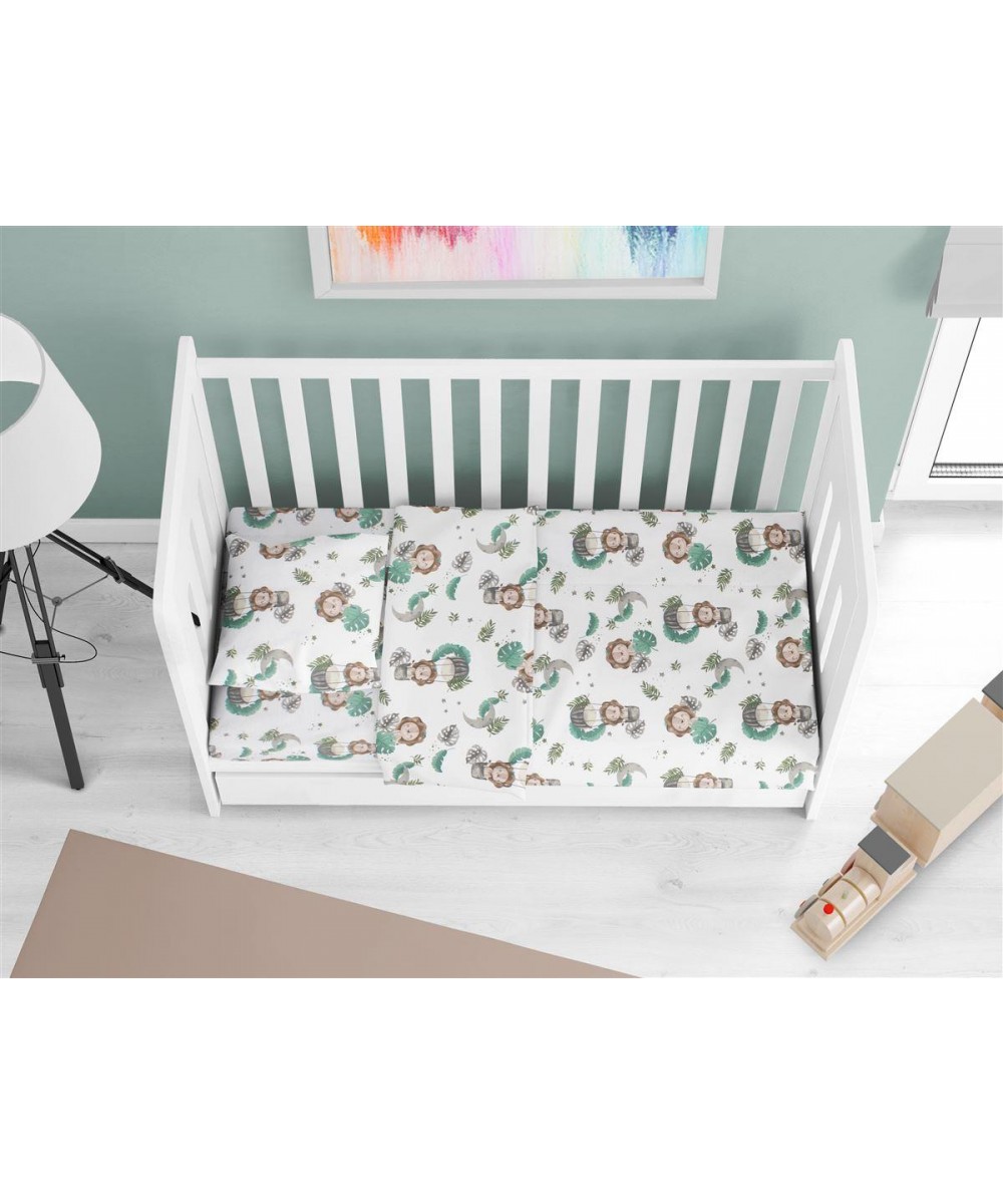 Fitted Sheet bebe Lion 534 0.70X1.40X0.15 Green 100% Cotton