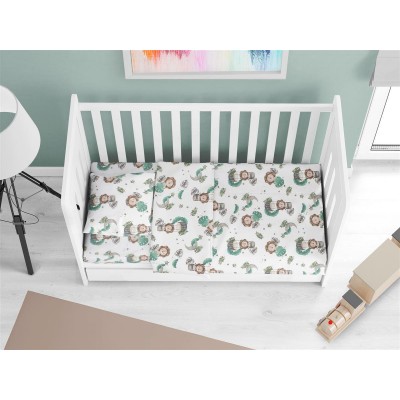 Fitted Sheet bebe Lion 534 0.70X1.40X0.15 Green 100% Cotton