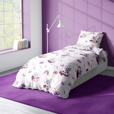 Παπλωματοθήκη Εμπριμέ kids Kitten 561 160X240 Mauve 100%  Cotton