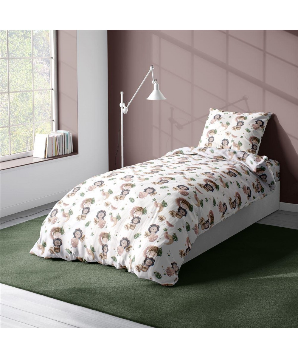 Παπλωματοθήκη Εμπριμέ kids Lion 532 160X240 Beige 100%  Cotton