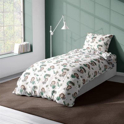 Παπλωματοθήκη Εμπριμέ kids Lion 534 160X240 Green 100%  Cotton