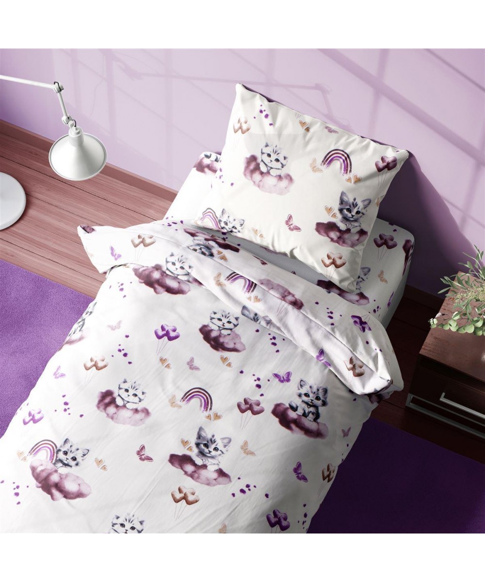 Σεντόνια Εμπριμέ Σετ 2 τεμ kids Kitten 561 160X240 Mauve 100%  Cotton