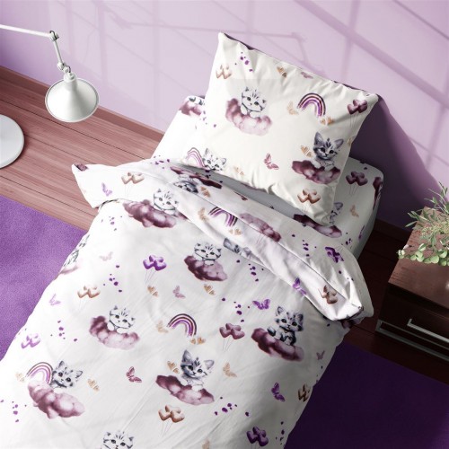 Σεντόνια Εμπριμέ Σετ 2 τεμ kids Kitten 561 160X240 Mauve 100%  Cotton