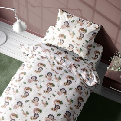 Σεντόνια Εμπριμέ Σετ 2 τεμ kids Lion 532 160X240 Beige 100%  Cotton