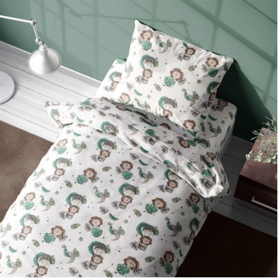 Σεντόνια Εμπριμέ Σετ 2 τεμ kids Lion 534 160X240 Green 100%  Cotton