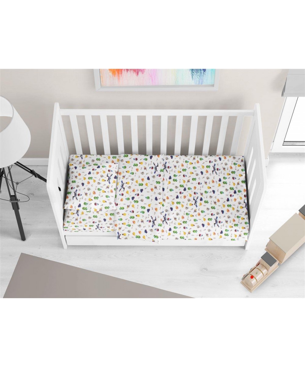 Σεντόνια Εμπριμέ Σετ 3 τεμ bebe Minecraft 565 120X160 White-Multi 100%  Cotton