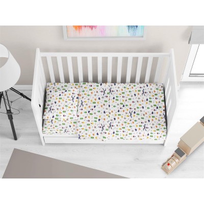 Σεντόνια Εμπριμέ Σετ 3 τεμ bebe Minecraft 565 120X160 White-Multi 100%  Cotton