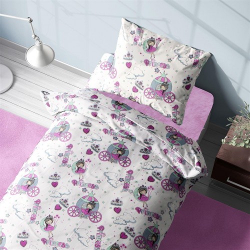 Printed sheets Set of 3 kids Princess 389 160X240 White-Lila 70/30 Cott/Pol