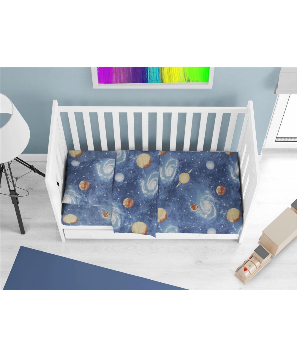 Fitted Sheet bebe Milky Way 185 0.70X1.40X0.15 Blue 100% Cotton