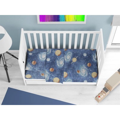 Fitted Sheet bebe Milky Way 185 0.70X1.40X0.15 Blue 100% Cotton