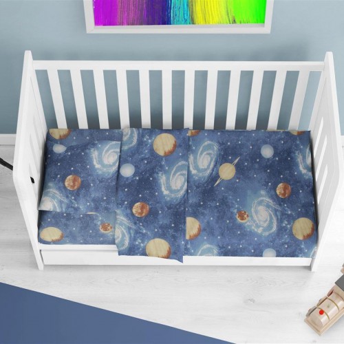 Fitted Sheet bebe Milky Way 185 0.70X1.40X0.15 Blue 100% Cotton