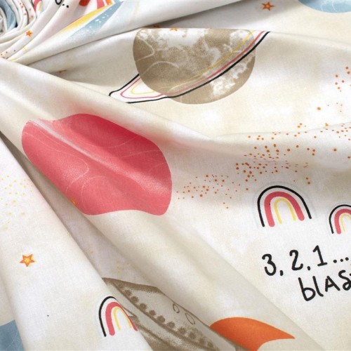 Bebe Spaceship Crib Sheet 186 80X110 Beige 100% Cotton