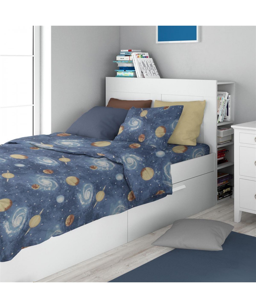 Σεντόνια Εμπριμέ Σετ 2 τεμ kids Milky Way 185 160X240 Blue 100%  Cotton