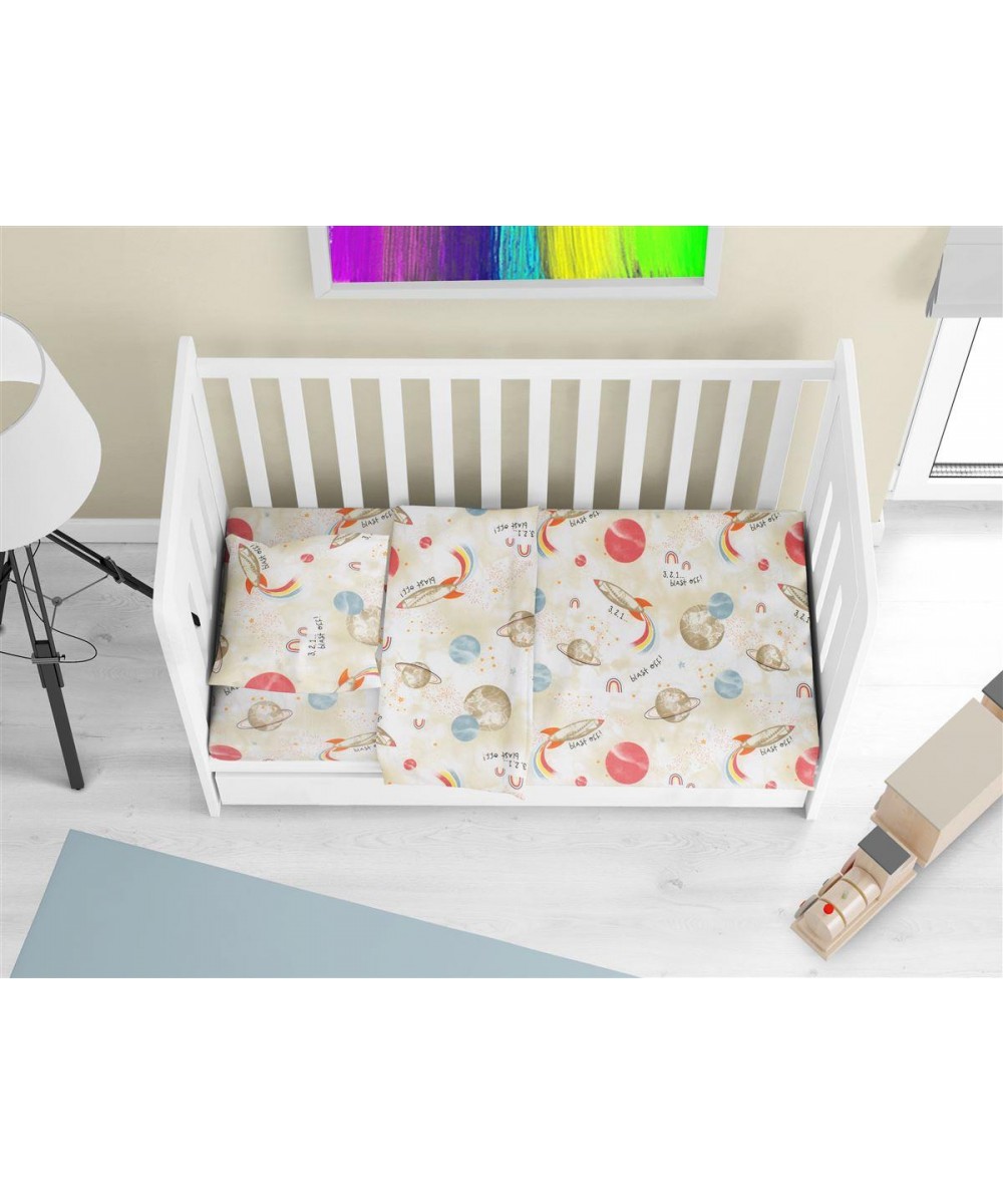 Printed sheets Set of 3 bebe Spaceship 186 120X160 Beige 100% Cotton