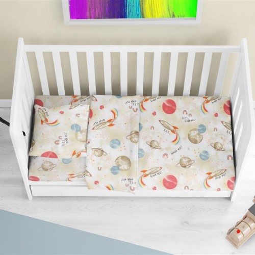 Printed sheets Set of 3 bebe Spaceship 186 120X160 Beige 100% Cotton