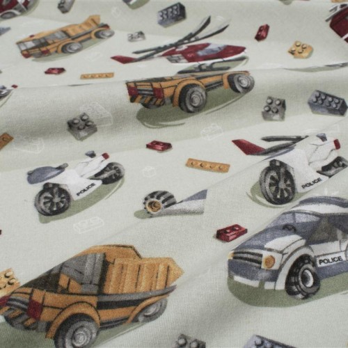 Σεντόνια Εμπριμέ Σετ 3 τεμ kids Toys 47 160X240 Olive 100%  Cotton Flannel