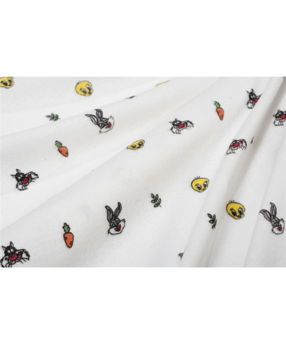 Σεντόνια Εμπριμέ Σετ 3 τεμ bebe Looney Tunes 38 120X160 White 100%  Cotton Flannel