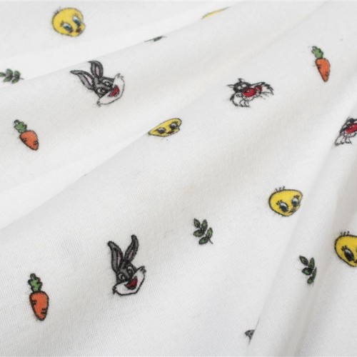 Σεντόνια Εμπριμέ Σετ 3 τεμ bebe Looney Tunes 38 120X160 White 100%  Cotton Flannel