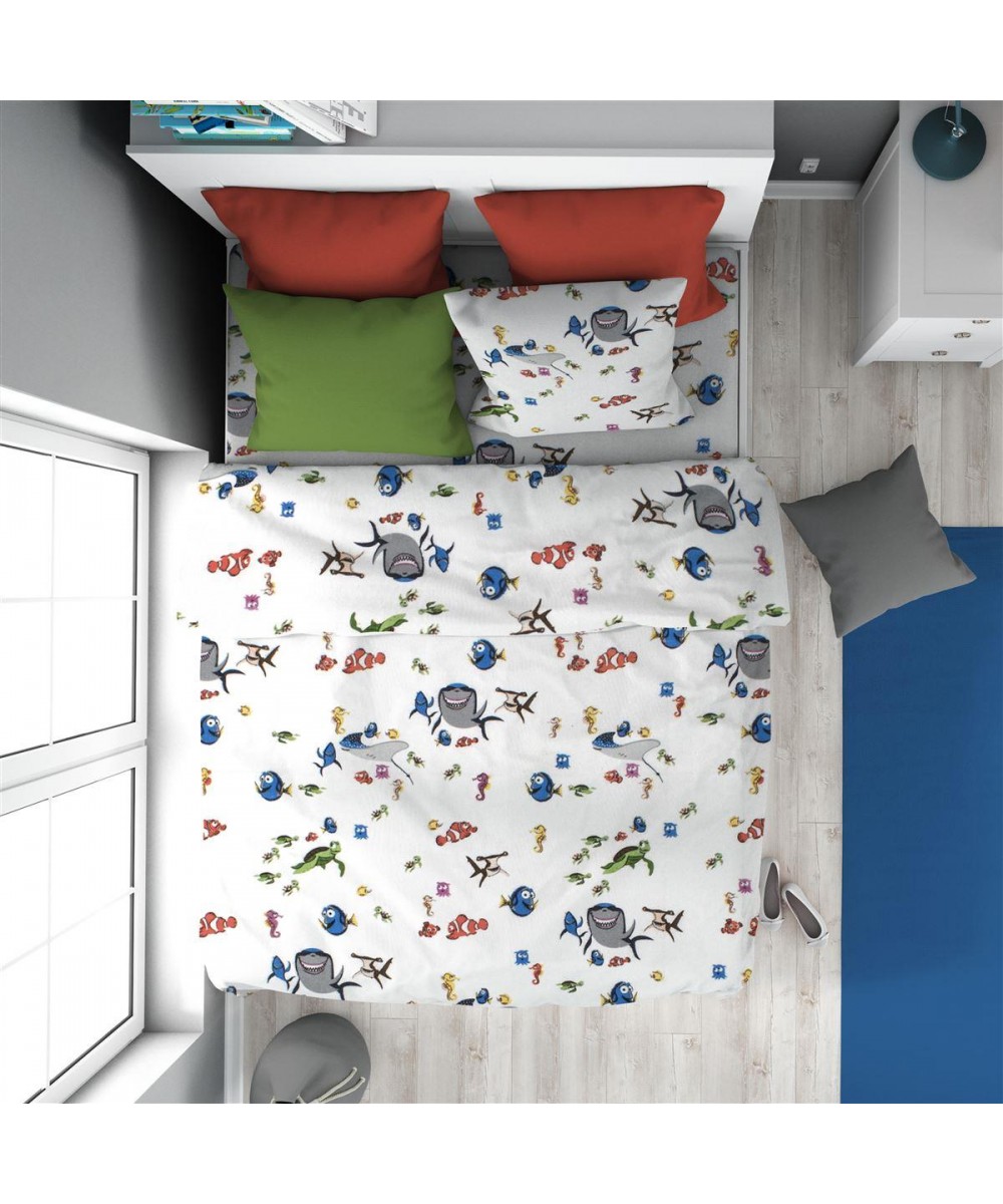 Παπλωματοθήκη Εμπριμέ kids Nemo 31 160X240 White 100%  Cotton Flannel