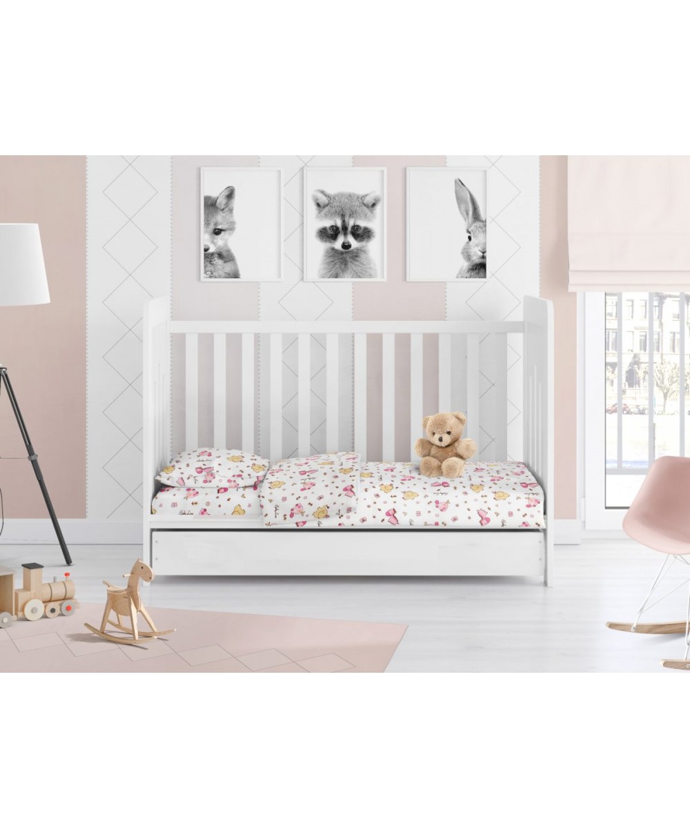 ΚΑΤΩΣΕΝΤΟΝΟ ΜΕ ΛΑΣΤΙΧΟ bebe Elephant 172 0,70X1,40X0,15 Pink Cotton 100%