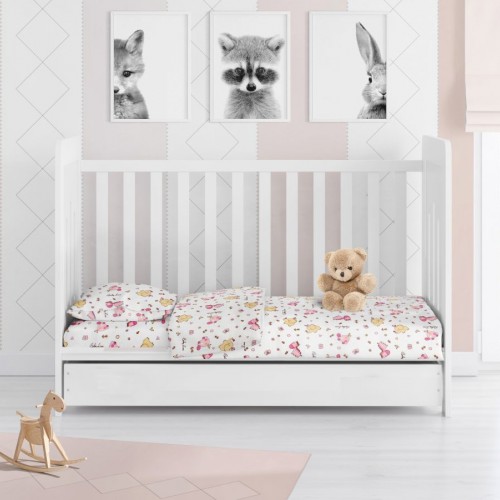 ΚΑΤΩΣΕΝΤΟΝΟ ΜΕ ΛΑΣΤΙΧΟ bebe Elephant 172 0,70X1,40X0,15 Pink Cotton 100% 