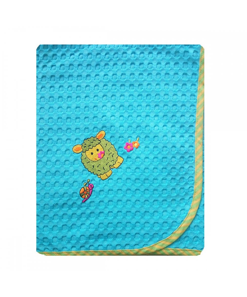 PIKE BLANKET bebe Lamb 130 80X110 TURQUOISE Cotton 100%