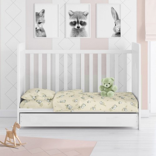 ΚΑΤΩΣΕΝΤΟΝΟ ΜΕ ΛΑΣΤΙΧΟ bebe Birds 16 0,70X1,40X0,15 Ecru Flannel cotton 100% 