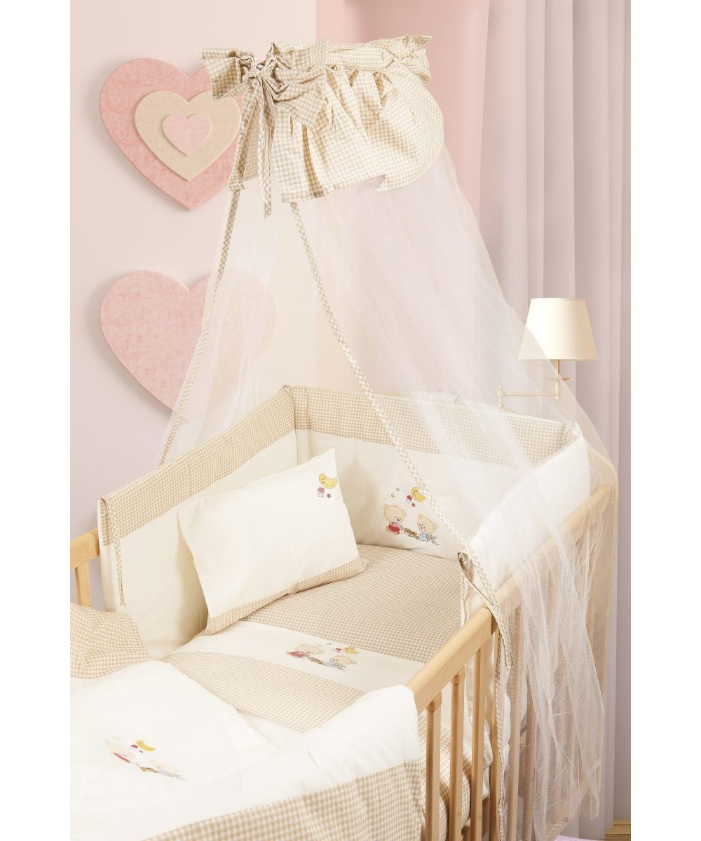 MOSQUITO NET bebe HAPPY BEARS 22 160X490 BLACK/BEIGE Cotton 100%