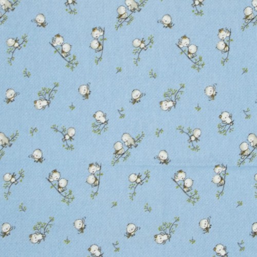 Crib sheet bebe Birds 14 80X110 Sky blue Flannel cotton 100% 